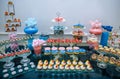 festive catering in honor of the holiday where parents will recognize the gender of the child Baby Shower. Royalty Free Stock Photo