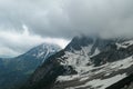 Marstein - A panoramic view on the Alpine peaks in Austria from Marstein. The slopes are mostly covered with snow.