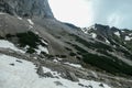 Marstein - A panoramic view on the Alpine peaks in Austria from Marstein. The slopes are mostly covered with snow.