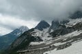 Marstein - A panoramic view on the Alpine peaks in Austria from Marstein. The slopes are mostly covered with snow.