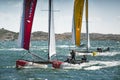 MARSTRAND, SWEDEN - JULI 3, 2019: GKSS Match Cup Sweden - Big Boat Race M32 Catamaran Competition at Marstrand Sweden.