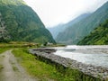 Marsyangdi river and Tal village - Nepal Royalty Free Stock Photo