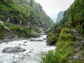 Marsyangdi river valley near Dharapani village - Nepal Royalty Free Stock Photo