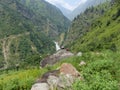 Marsyangdi river valley Royalty Free Stock Photo