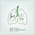 24 Mart DÃÂ¼nya TÃÂ¼berkÃÂ¼loz GÃÂ¼nÃÂ¼. Translate: World Tuberculosis Day, vector illustration.