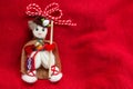 Martenitsa - traditional Bulgarian custom - red background with snowdrops