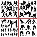 Martial art mix silhouette