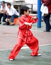 Martial arts child in competition Royalty Free Stock Photo