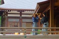 Martial arts demonstrations. Fight between woman and man. Yasukuni Shrine - Shinto shrine located in Tokyo