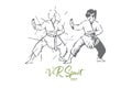 Martial, arts, fight, combat, training concept. Hand drawn isolated vector.