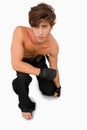 Martial arts fighter on his knees Royalty Free Stock Photo