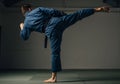 Martial arts high kick exercise Royalty Free Stock Photo
