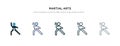 Martial arts icon in different style vector illustration. two colored and black martial arts vector icons designed in filled,