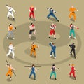 Martial Arts Isometric People Set