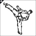 Martial arts. Karate fighters silquette high kick. Vector. EPS.