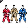 Martial arts. Karate fighters silquette Vector. EPS.