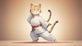 Martial Arts Master Cat in Karate Gi Stance Generative AI