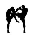 Martial Arts, Muai Thai fighting silhouette Royalty Free Stock Photo