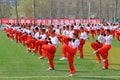 Martial arts performance team on the playground