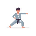 Martial arts practice fighter warrior karate, taekwondo icon and illustration