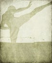 Martial Arts silhouette on grey grunge background