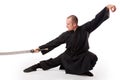 Martial arts teacher with sword out Royalty Free Stock Photo