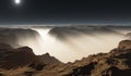 Martian canyons in a dust storm Royalty Free Stock Photo