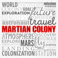 Martian colony word cloud collage, science concept background Royalty Free Stock Photo