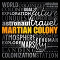 Martian colony word cloud collage, science concept background Royalty Free Stock Photo
