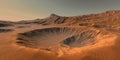 Martian Landscape with crater. Extremeley detailed and realistic high resolution 3d render