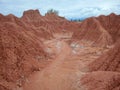 The Martian landscape of Cuzco, the Red Desert, part of Colombia`s Tatacoa Desert. Royalty Free Stock Photo