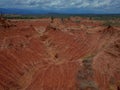 The Martian landscape of Cuzco, the Red Desert, part of Colombia`s Tatacoa Desert. Royalty Free Stock Photo