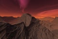 Martian red sky desert landscape