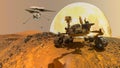 Martian rover and drone,mars planet exploration Elements of this image furnished by NASA 3d illustration Royalty Free Stock Photo