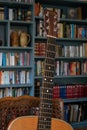 Classic Martin D28 acoustic guitar in sharp focus.