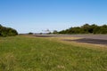 Martin Garcia Island, Argentina. February 23, 2017. Small propeller powered airplane landing at the airport of Martin Garcia