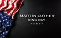 Martin Luther King Day celebrated concept. American flag against wooden background Royalty Free Stock Photo