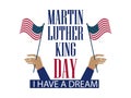 Martin Luther King Day. The hand holds the flag of the United States. Holiday banner isolated on white background. Vector