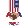 Martin Luther King Day, handshake in honor. vector modern design illustration