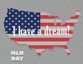 Martin Luther King Day illustration, I have a dream quote with USA flag waving flat design Royalty Free Stock Photo