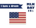 Martin Luther King Day illustration, I have a dream quote with USA flag waving Royalty Free Stock Photo