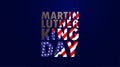 Martin Luther King Day typography with American flag ornament. Simple poster and banner design with color symbol of civil rights