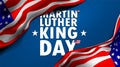 Martin Luther King day with waving American flag in simple style