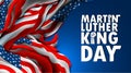 Martin Luther King day with waving American flag in simple style. US flag for civil rights of blacks