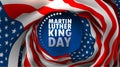 Martin Luther King day with waving American flag in simple style. US flag for civil rights blacks freedom dream together