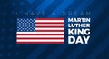Martin Luther King Jr. Day background vector illustration. I have a dream quote with USA flag on blue background Royalty Free Stock Photo
