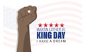 Martin Luther King Jr Day greeting card. I have a dream inspirational quote with US flag color Poster Royalty Free Stock Photo