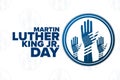 Martin Luther King Jr. Day. MLK. Holiday concept. Template for background, banner, card, poster with text inscription Royalty Free Stock Photo