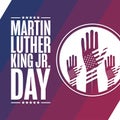 Martin Luther King Jr. Day. MLK. Holiday concept. Template for background, banner, card, poster with text inscription Royalty Free Stock Photo