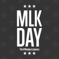 Martin Luther King Jr. Day. MLK. Third Monday in January. Holiday concept. Template for background, banner, card, poster Royalty Free Stock Photo